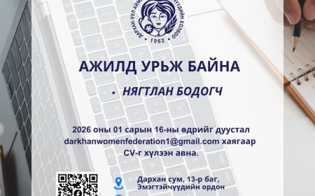 Нээлттэй ажлын байрны зар: